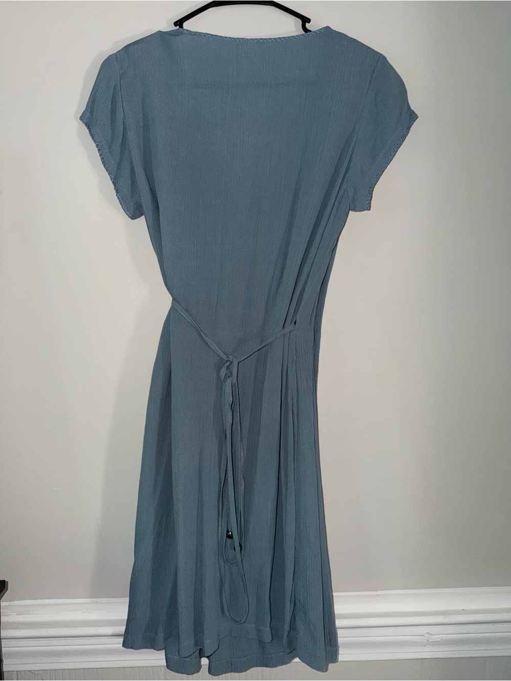 Soft Blue Short Sleeve Wrap Dress - Picture 5 of 9